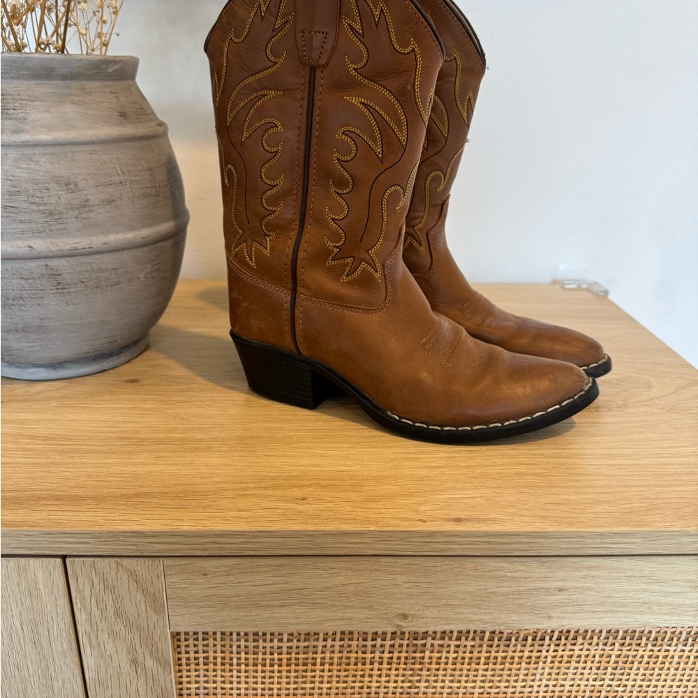 Old West Brown Kids Boots